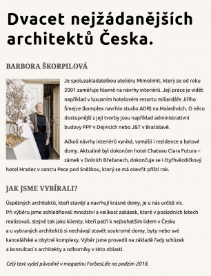 Dvacet nejžádanějších architektů Česka.